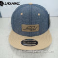 leather applique blue jeans snapback hiphop flat cap